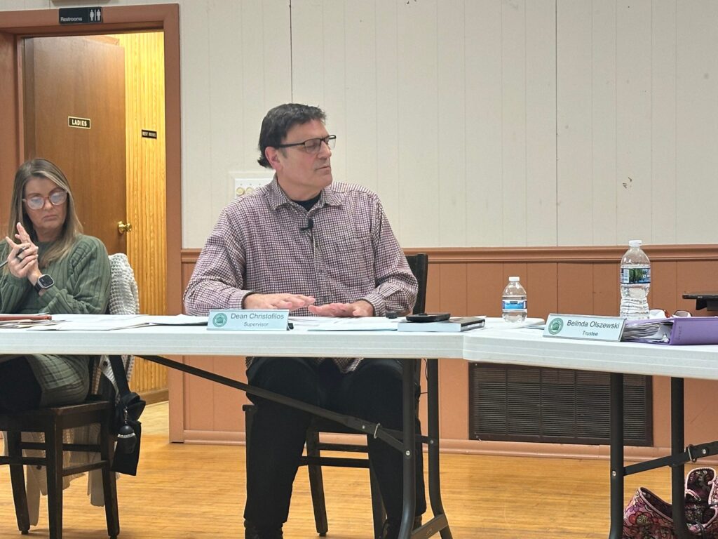 Green Garden Township Supervisor Dean Christofilos engages the board discussion around solar-photo by Andrea Arens.