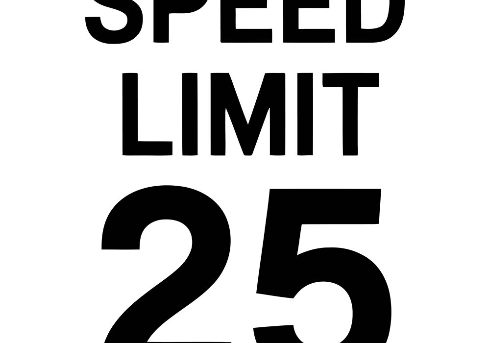 Black and white speed limit 25 sign