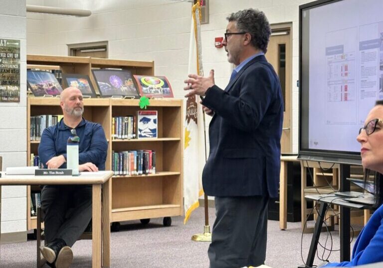 Stuart Brodsky, Principal Architect of Wight &amp; Co. addressed the board on February 18-photo by Andrea Arens.